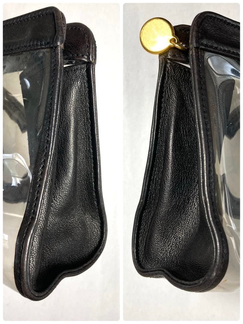 良品　シャネル　ココマーク　クリア　ビニール　クラッチバッグ　ポーチ　ブラック