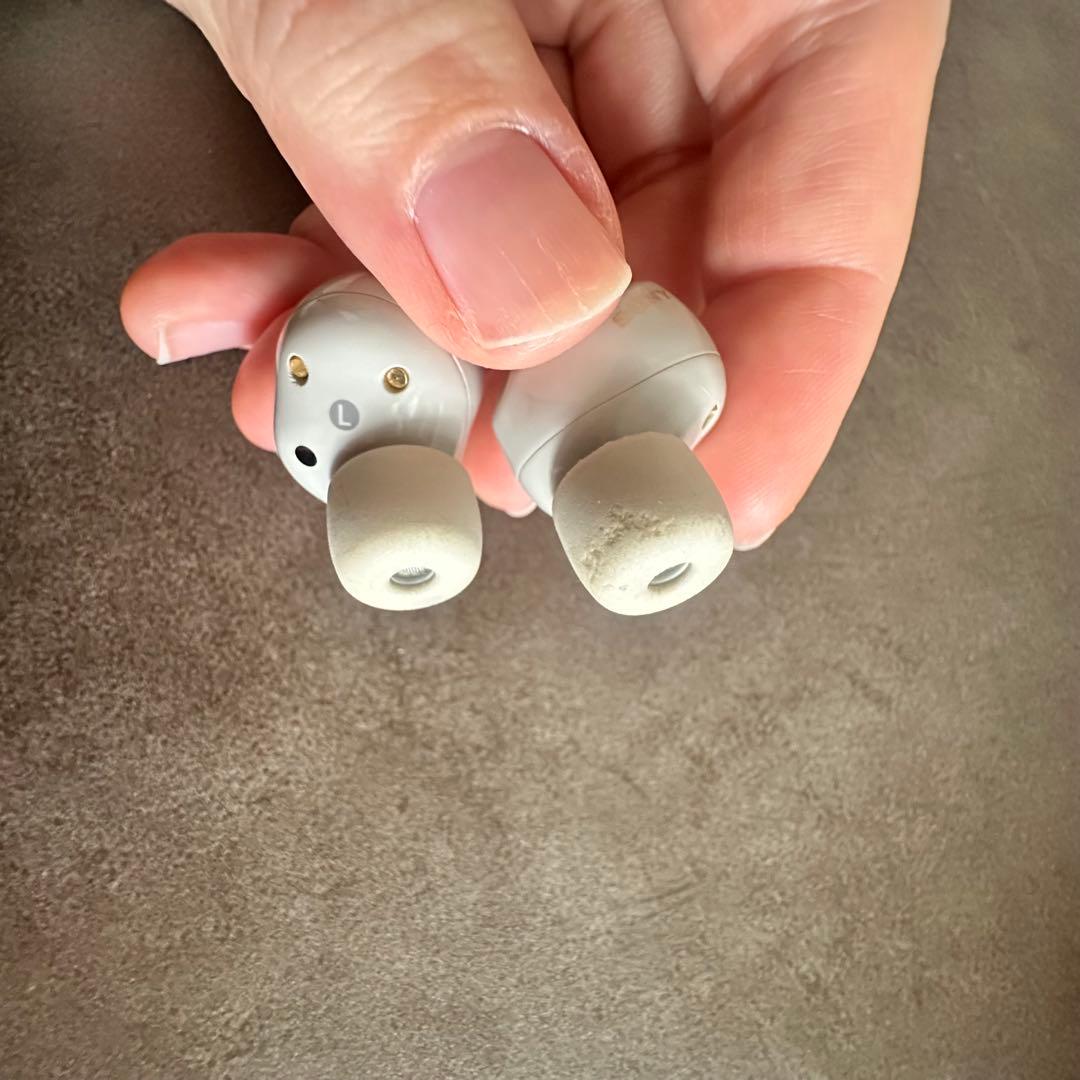 【美品】SONY ワイヤレスイヤホン プラチナシルバー 充電ケース付き