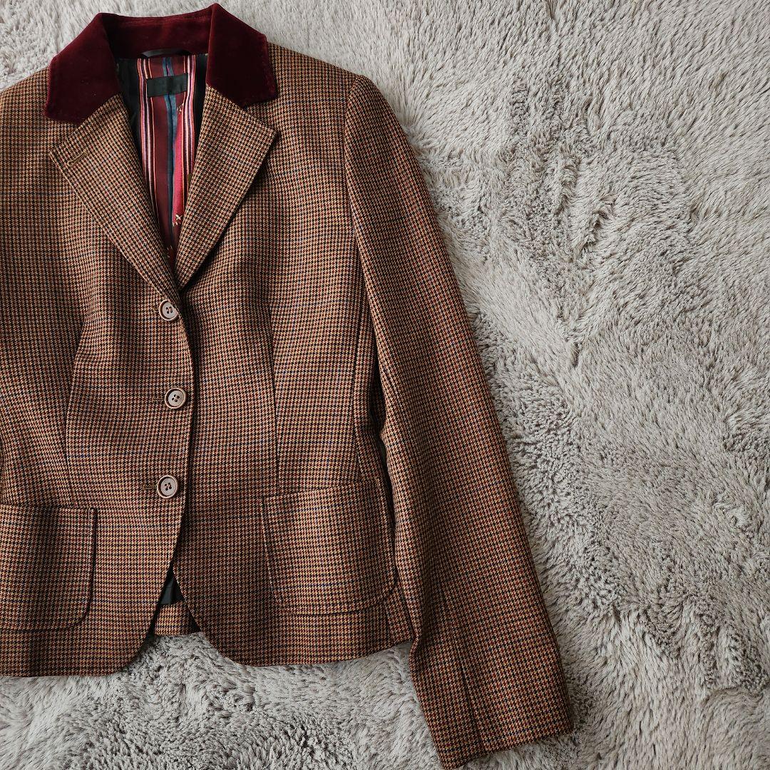 ポールスミス ブラック マルチカラー ベルベット襟 ツイード ジャケット 38