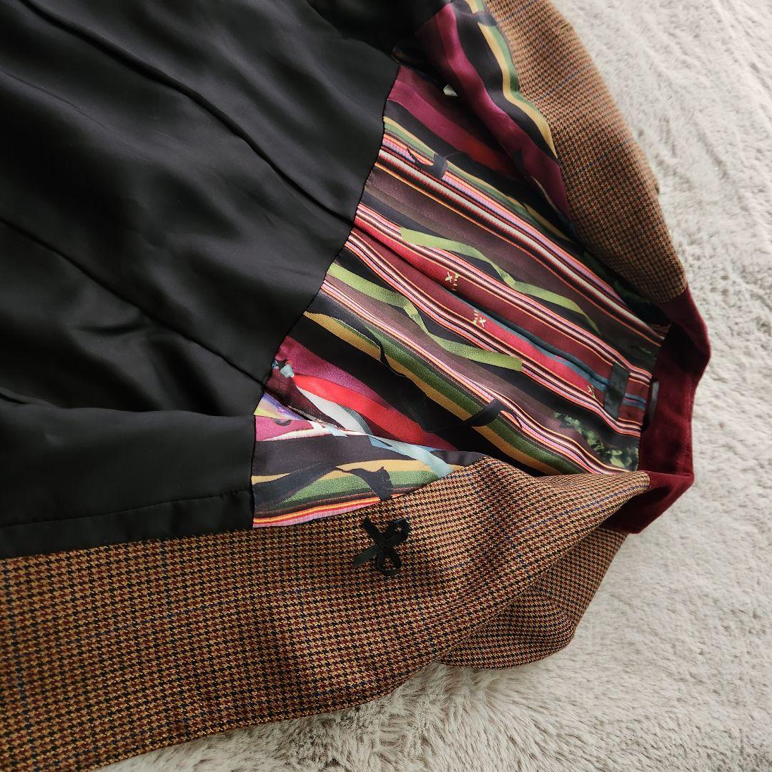 ポールスミス ブラック マルチカラー ベルベット襟 ツイード ジャケット 38