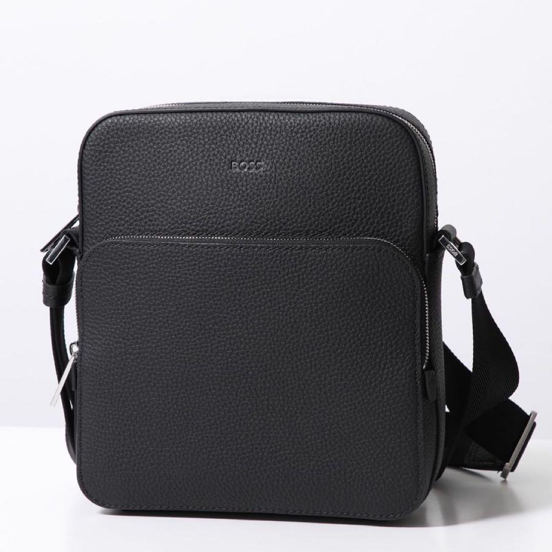 HUGO BOSS レポーターバッグ ショルダーバッグ レザー エンボスロゴ