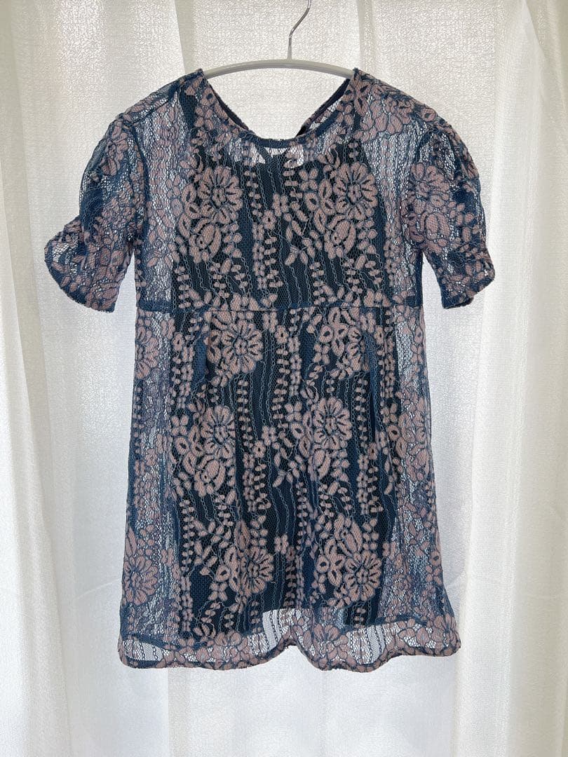 (KIDS) 配色レースエプロンワンピース/ kaene