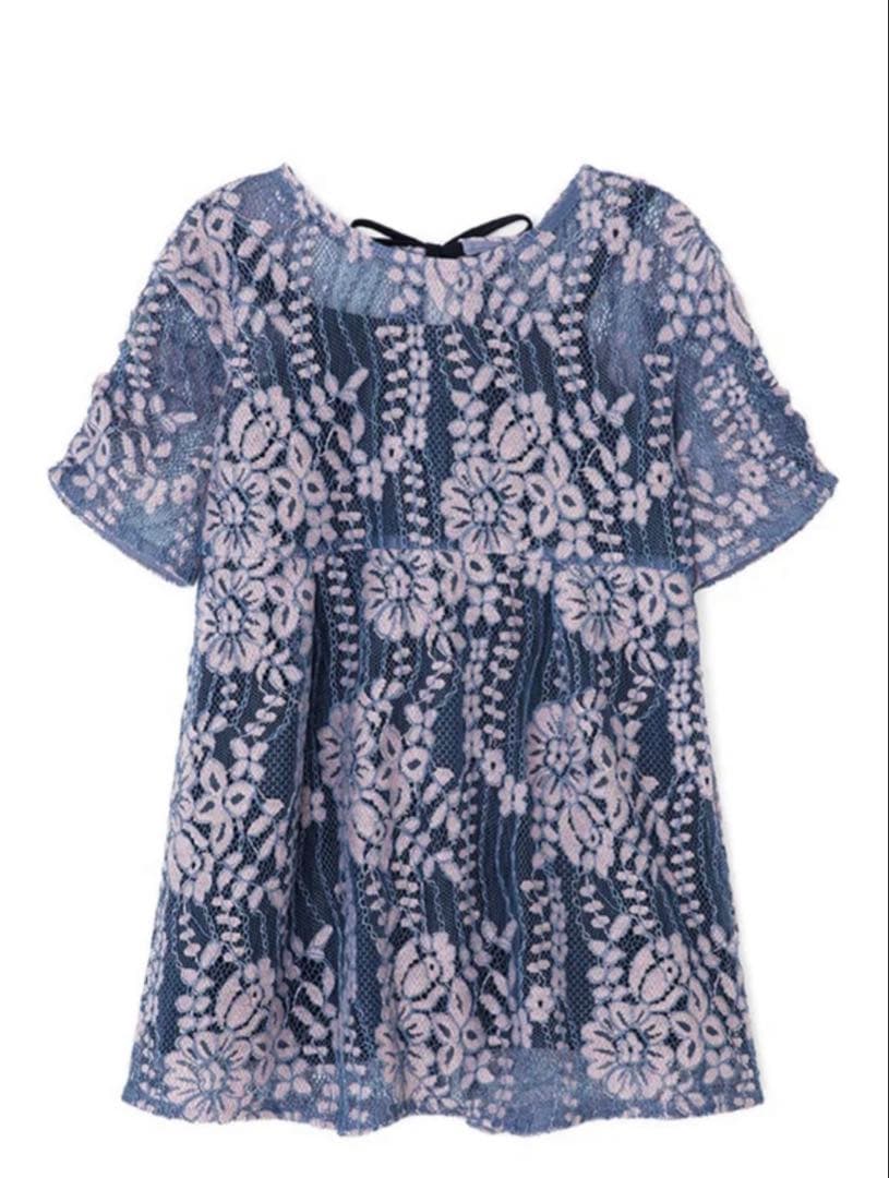 (KIDS) 配色レースエプロンワンピース/ kaene