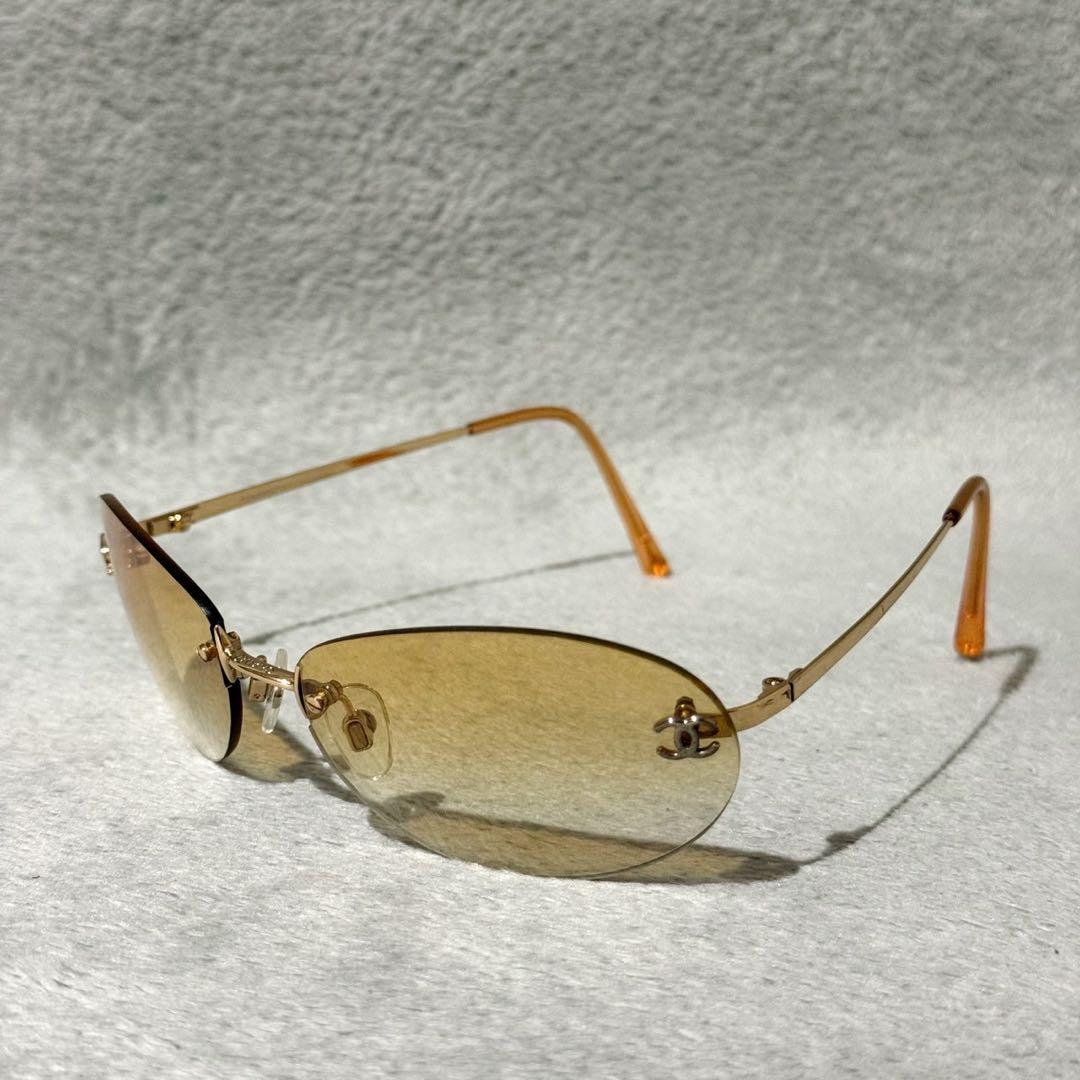 小物 Chanel Rimless Sunglass Yellow Coco Logo