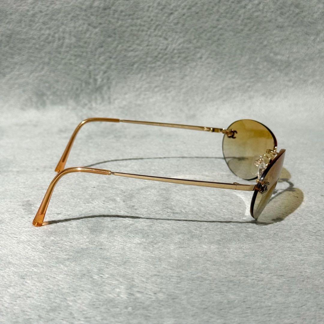 小物 Chanel Rimless Sunglass Yellow Coco Logo