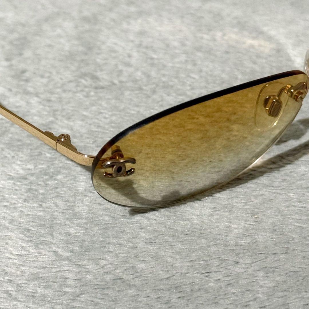 小物 Chanel Rimless Sunglass Yellow Coco Logo