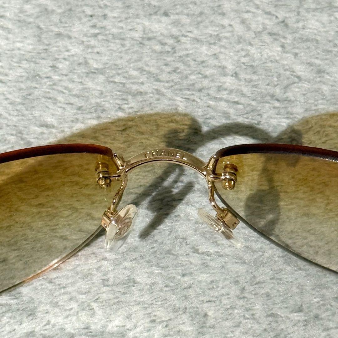 小物 Chanel Rimless Sunglass Yellow Coco Logo