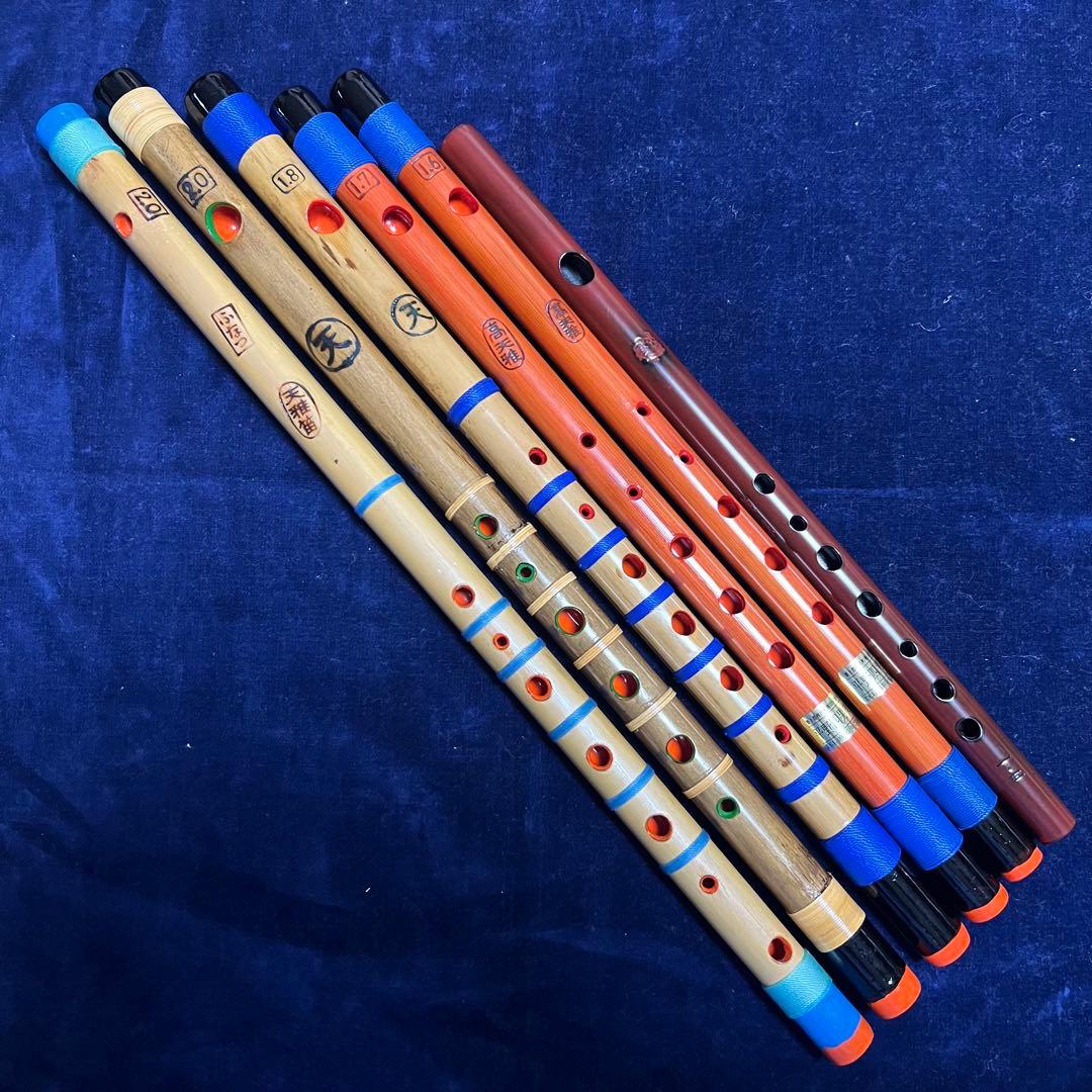 天雅笛 各種5本、蝴蝶篠笛 ロツレチ笛1尺5寸管 １本　合計６本まとめ売り