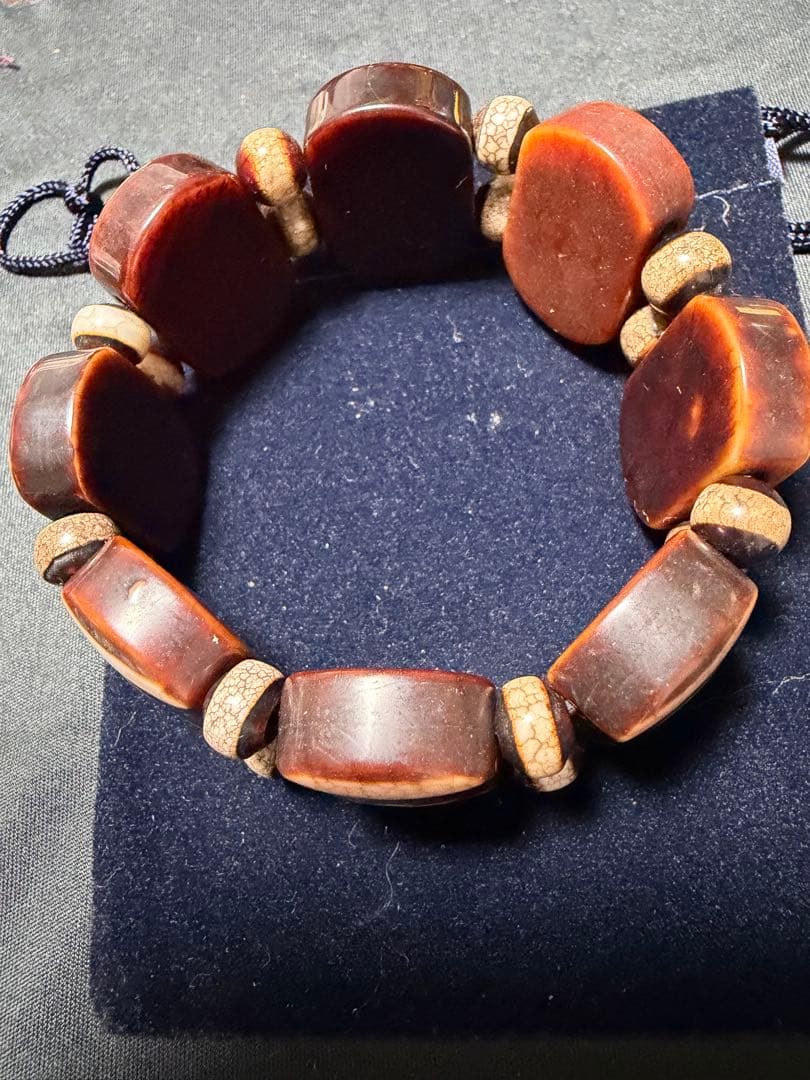 台湾龍紋天珠‼️西蔵老礦玉髄龍紋八大吉祥天珠バングルブレス