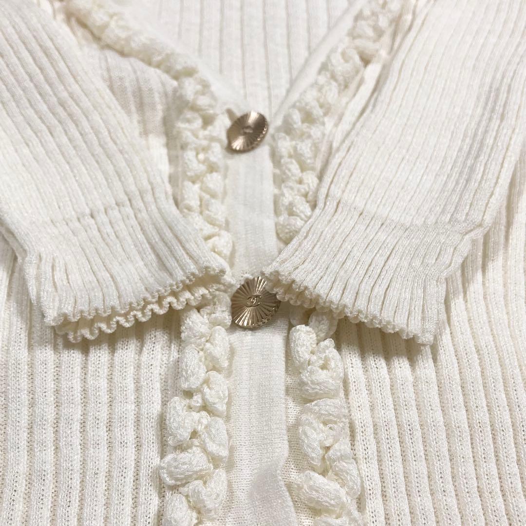 CHANEL シャネル ロングカーディガン アイボリー 40 ココボタン