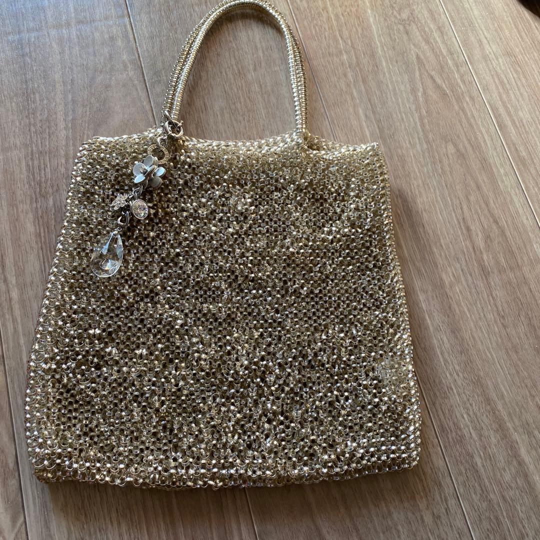 ゴールドビーズパーティーバッグ