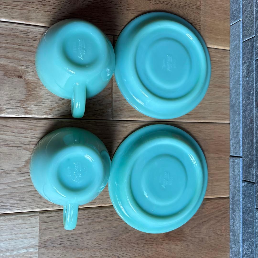 BUCO様ファイヤーキングパイ&サラダプレート2セット＋カップ＆ソーサー2セット