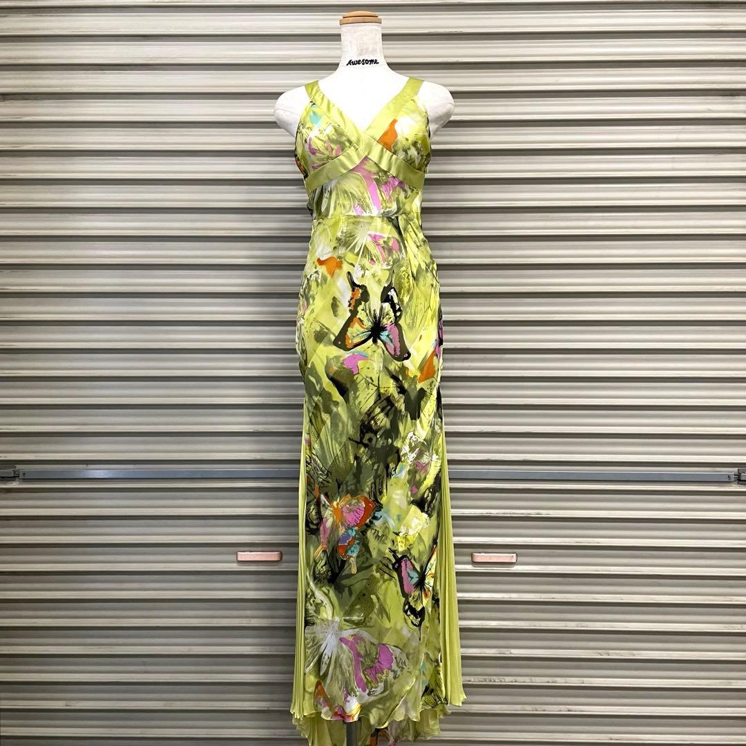 ジョヴァニ シルクドレス サイドプリーツ 蝶 バタフライ パーティー 衣装 高級