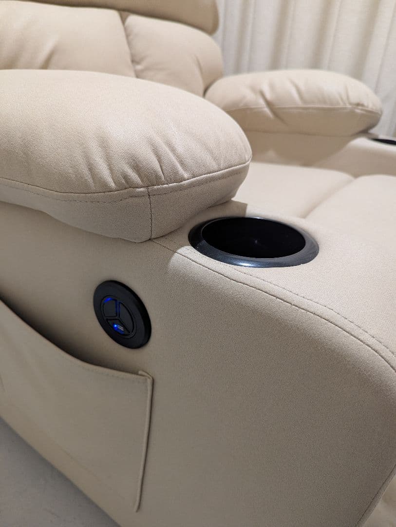 未使用 電動リクライニングソファ 1人掛け ソファ USBポート付き ベージュ