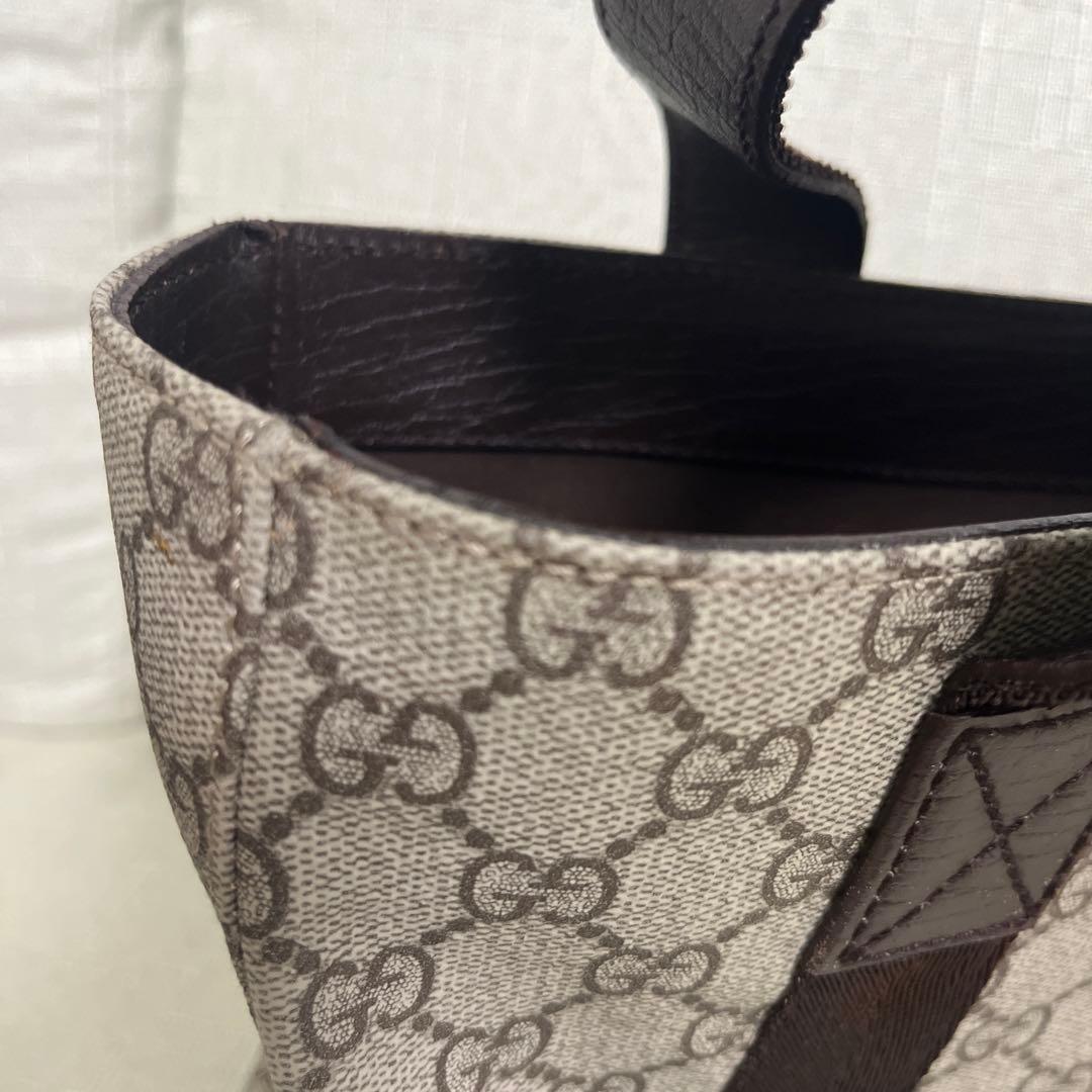 GUCCI グッチ PVC トートバッグ GG柄 レザー ブラウン ハンドバック