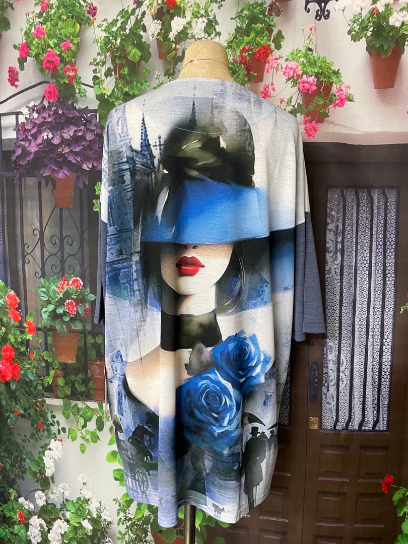 みなる11恋人岬サラッと落ち感素材 デジタルプリントチュニック