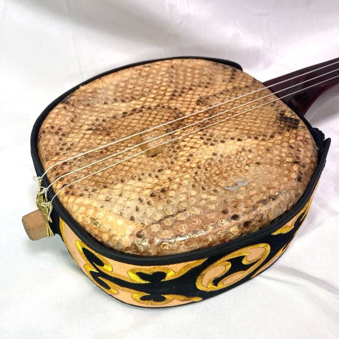 三線 沖縄 蛇革 本革 強化張り ソフトケース 付属品 和楽器 初心者 中級者