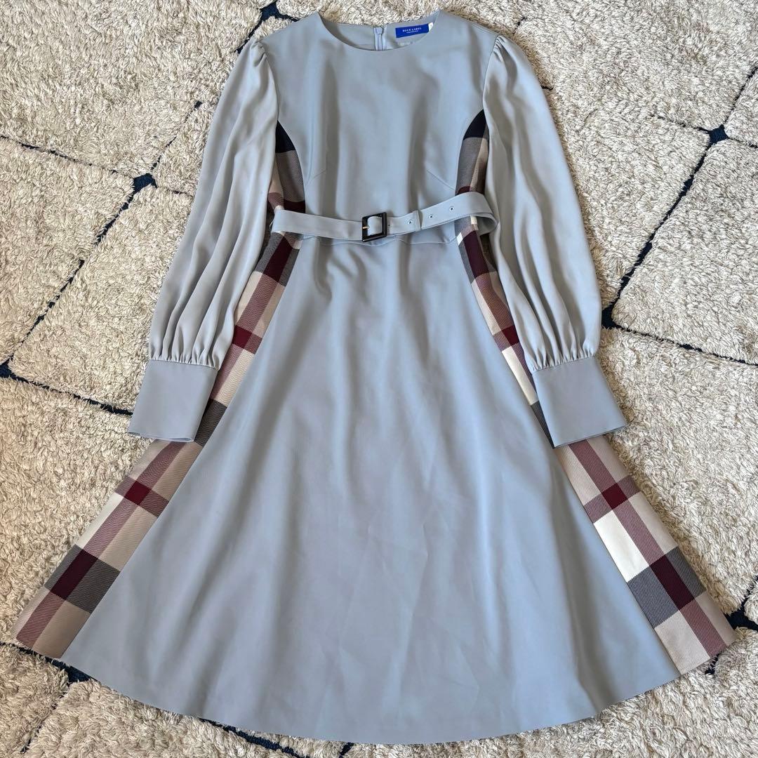 【極美品✨】ブルーレーベルクレストブリッジ　切替ワンピース　チェック　ベルト