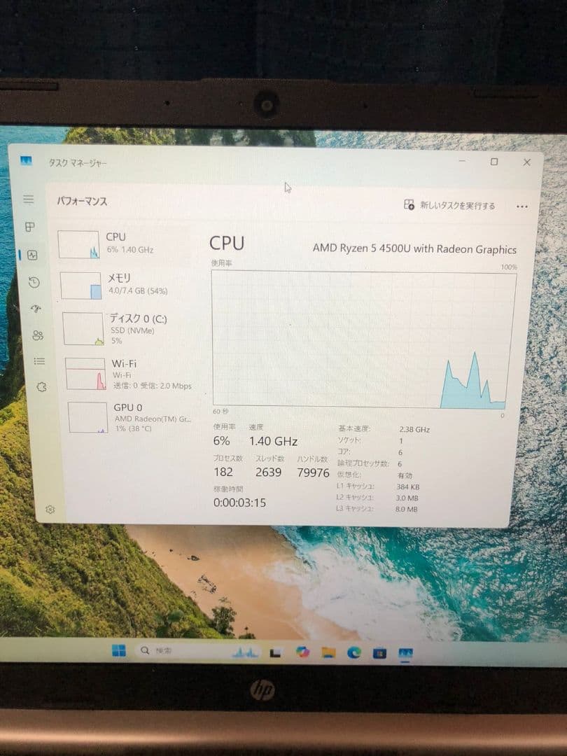 HP 15.6インチRyzen 5 - 4500U ノートPC