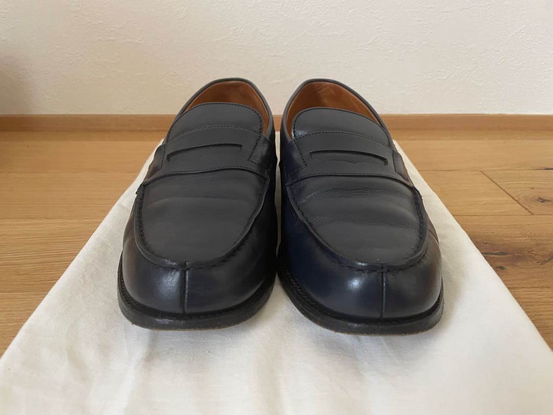 JM WESTON ネイビー レザー ローファー フラットシューズ　25cm