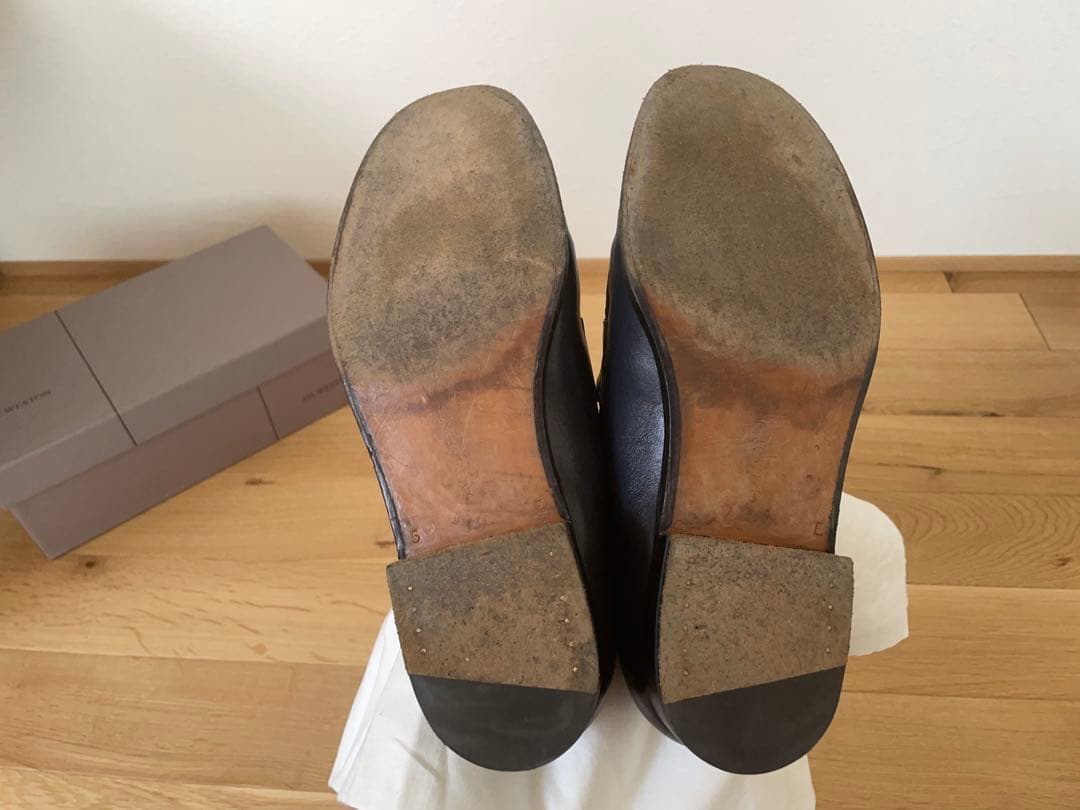 JM WESTON ネイビー レザー ローファー フラットシューズ　25cm