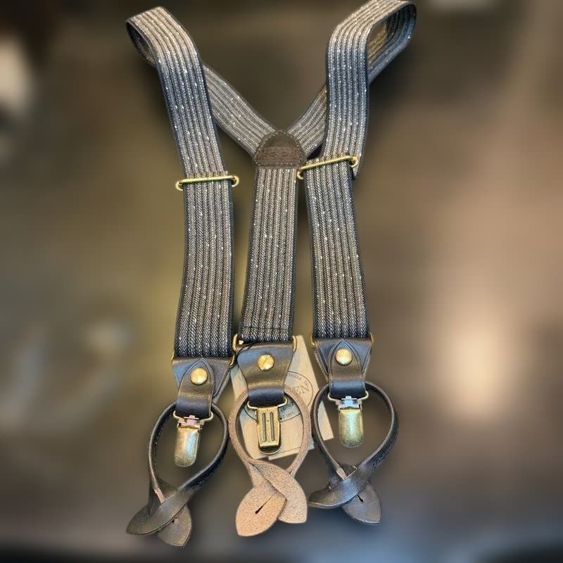 アートブラウン社　クロムエクセルレザー使用　サスペンダー　モク黒/黒