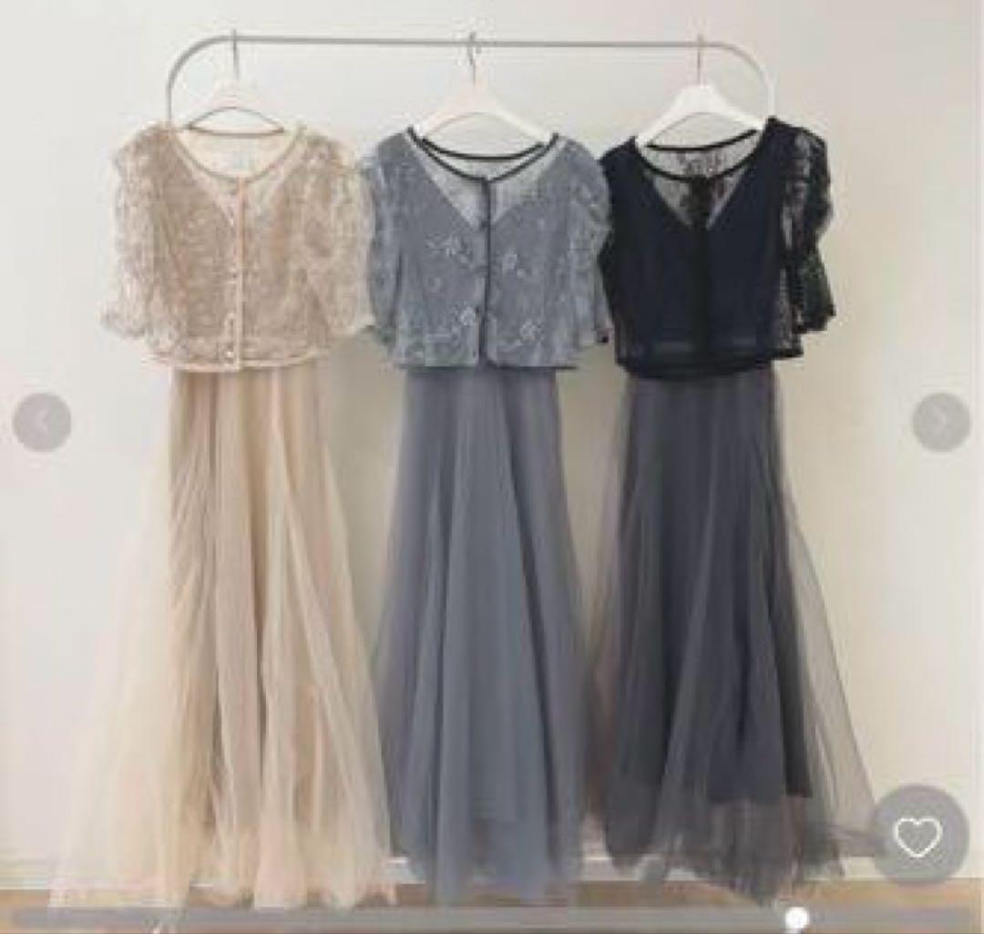 RiLi フラワーレースロングワンピース　ドレス　オケージョン　結婚式　披露宴