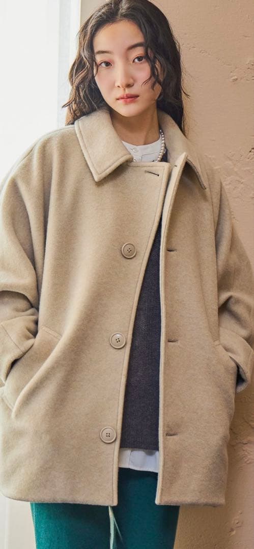 ラスト一品！niko and … ライトモッサドルマンジャケットコート ベージュ