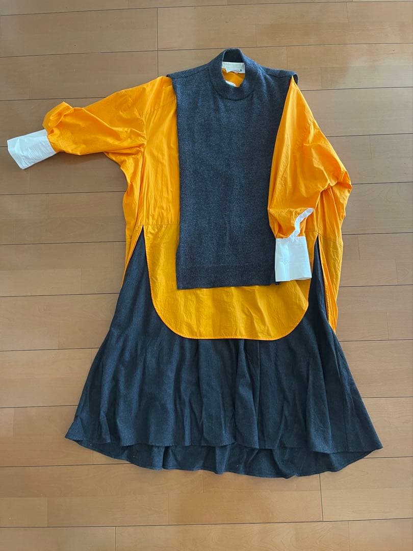 ENFÖLD ロングワンピース 36 オレンジ・グレー