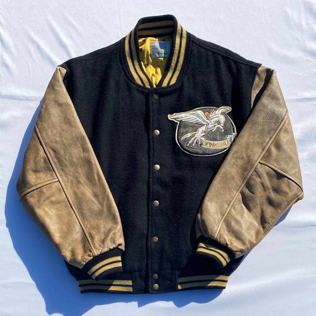 90's O'NEILL スタジャン ブラック サーフ　横乗り