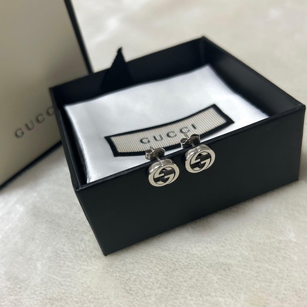 美品 GUCCI グッチ インターロッキング ピアス スタッズピアス