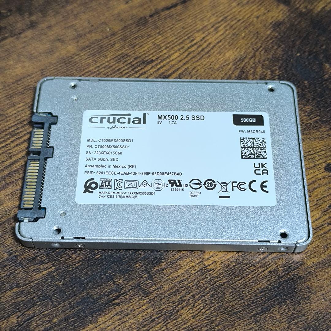 【起動90回/96時間】crucial MX500 SSD 500GB