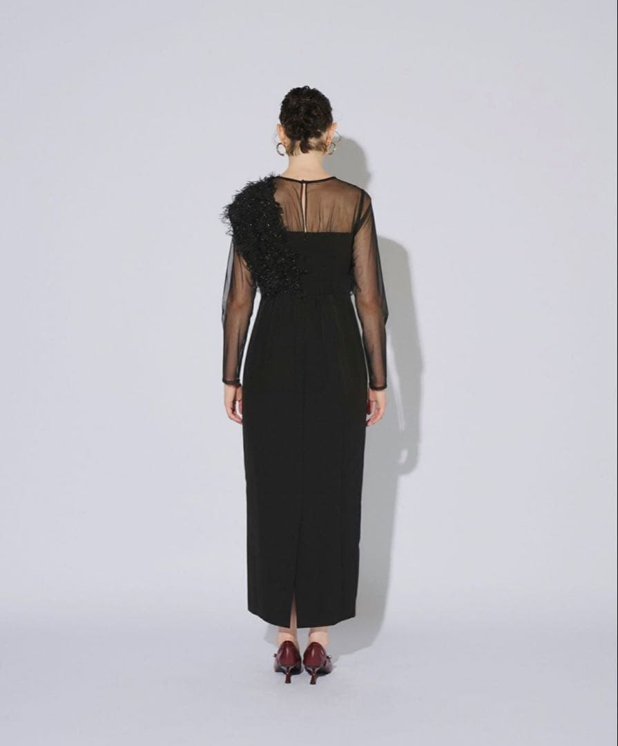 ANDRESDフリンジグリッターノットドレス