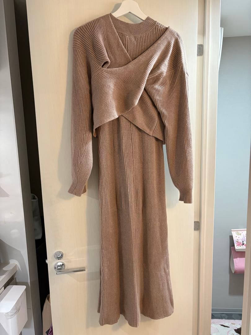 natural couture 前後2wayクロスリボンニットワンピース