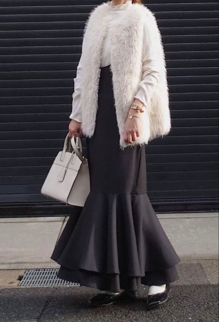 ANAYI ☆2023AWフェイクファージレ　オフホワイト