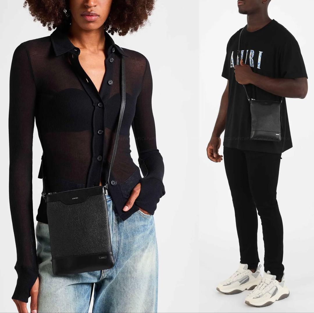 AMIRI ブラックレザー ショルダーバッグ
