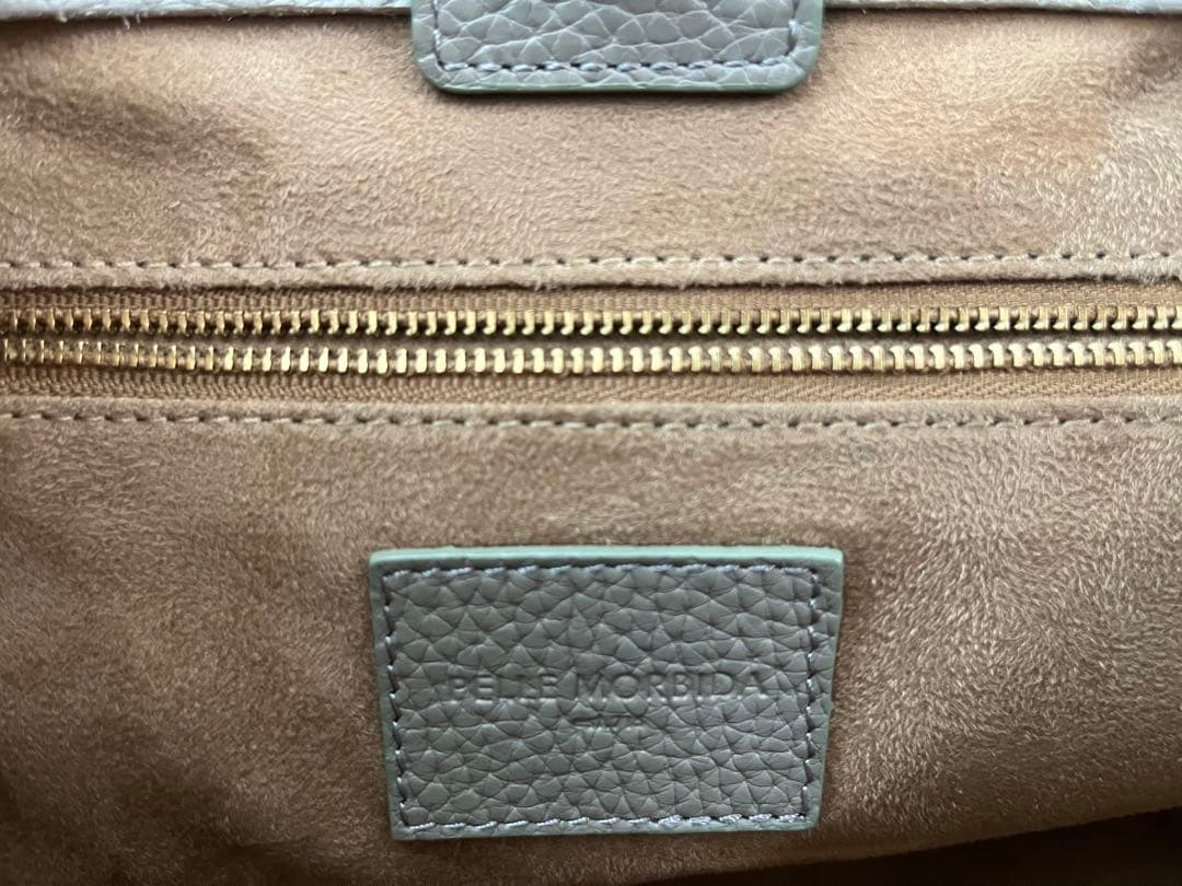 【美品】PELLE MORBIDA グレー レディース　レザートートバッグ