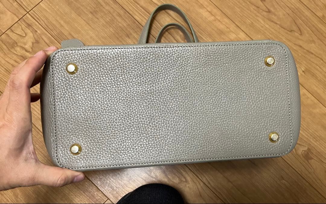 【美品】PELLE MORBIDA グレー レディース　レザートートバッグ