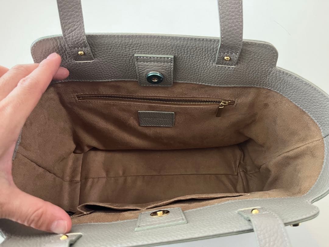 【美品】PELLE MORBIDA グレー レディース　レザートートバッグ