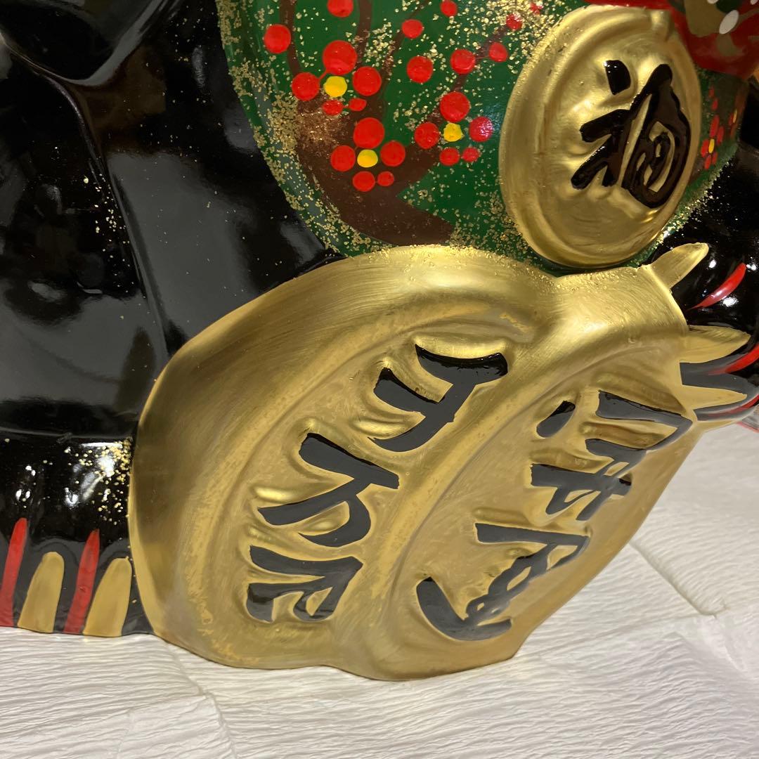 レトロ　招き猫　黒　貯金箱　超特大　(25)