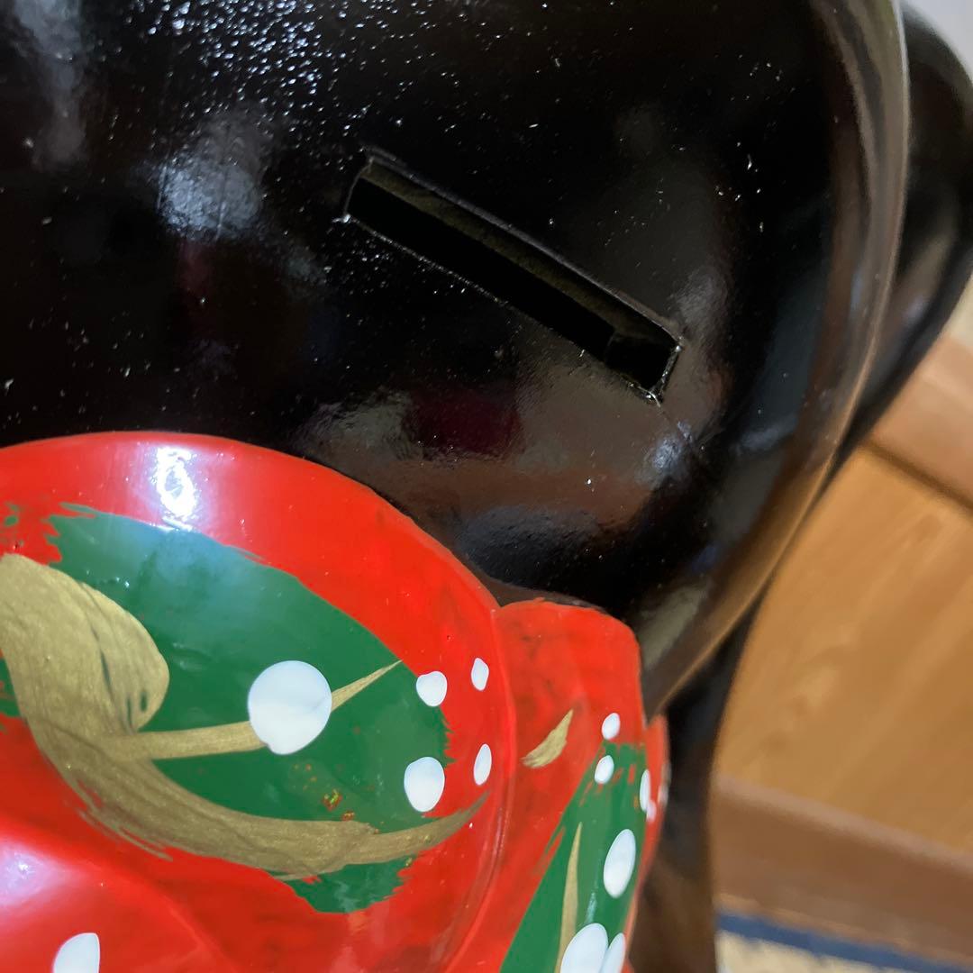 レトロ　招き猫　黒　貯金箱　超特大　(25)