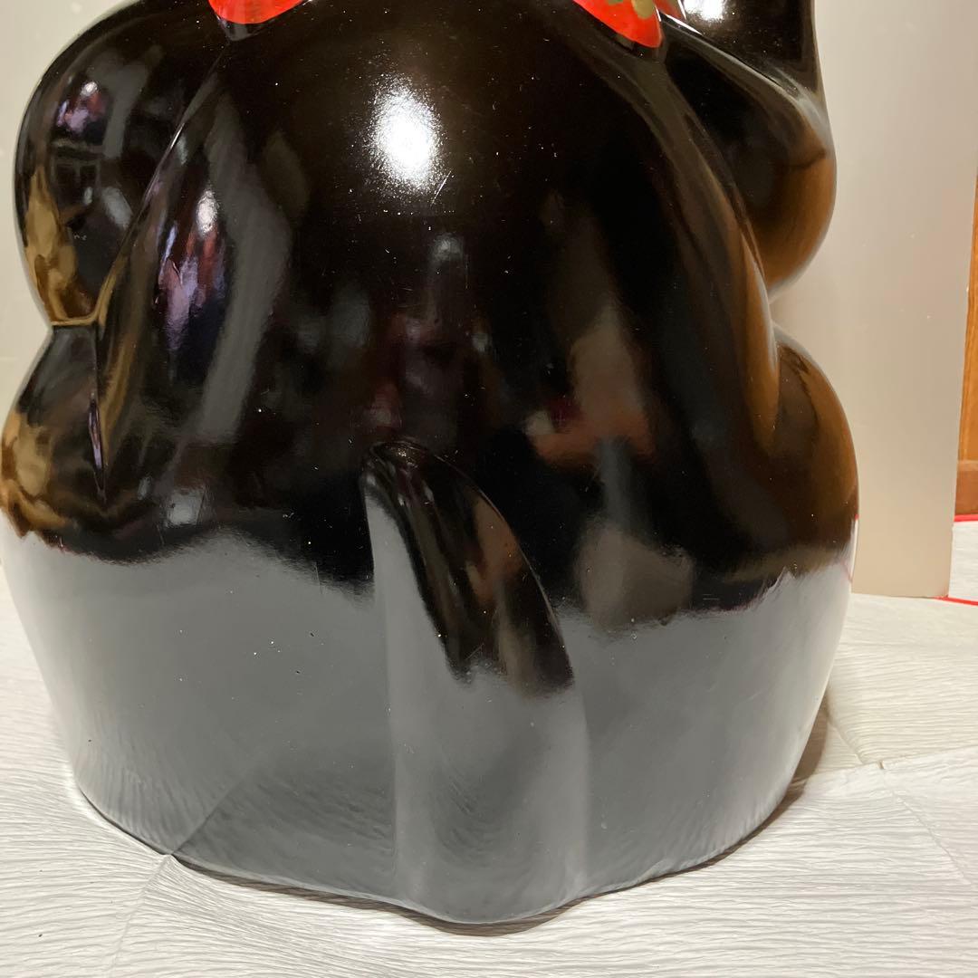 レトロ　招き猫　黒　貯金箱　超特大　(25)