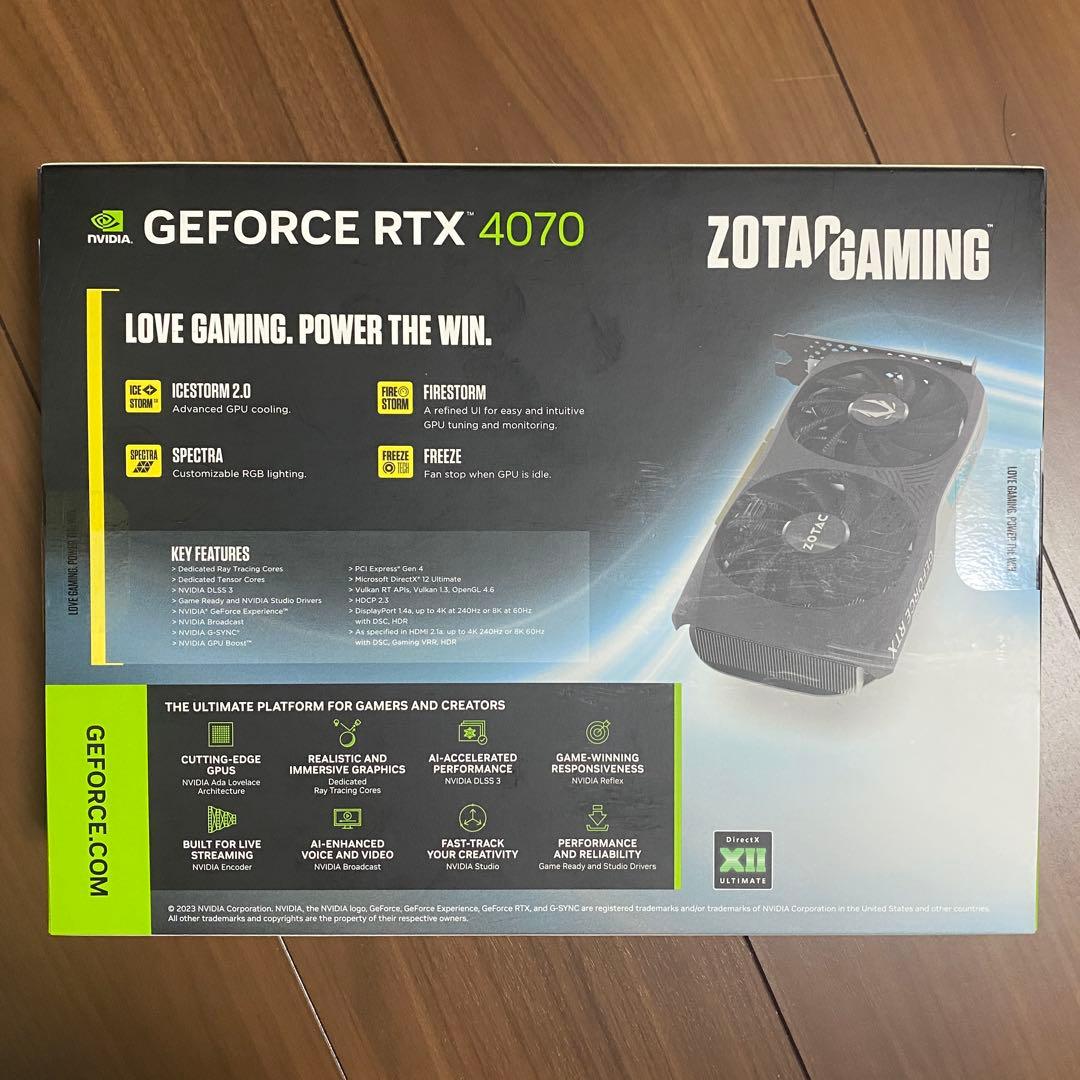 新品未開封 ZOTAC GeForce RTX 4070 TwinEdge OC