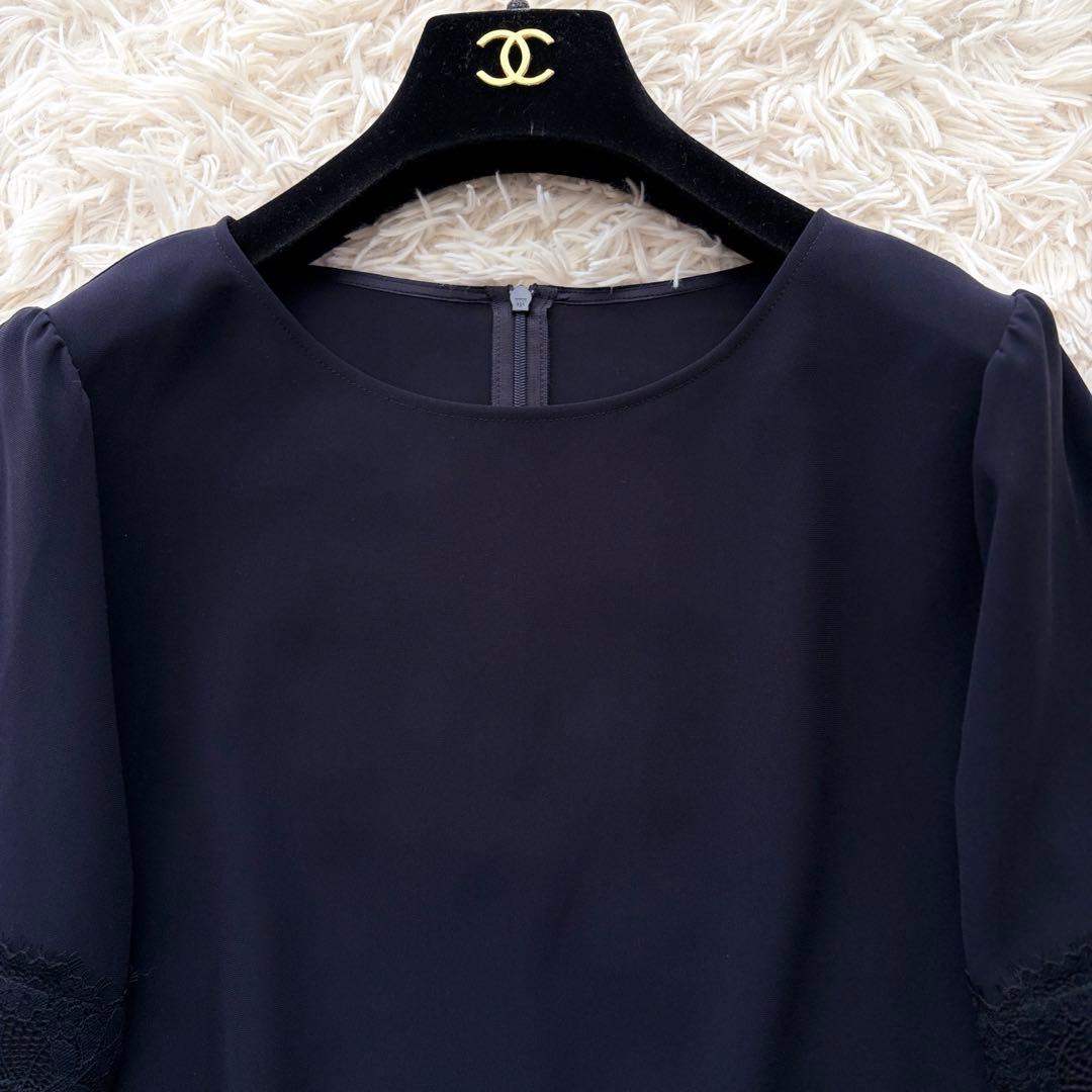 【新品タグ付】23区 大きいサイズ 48トリアセダブルジョーゼット ブラウス 紺