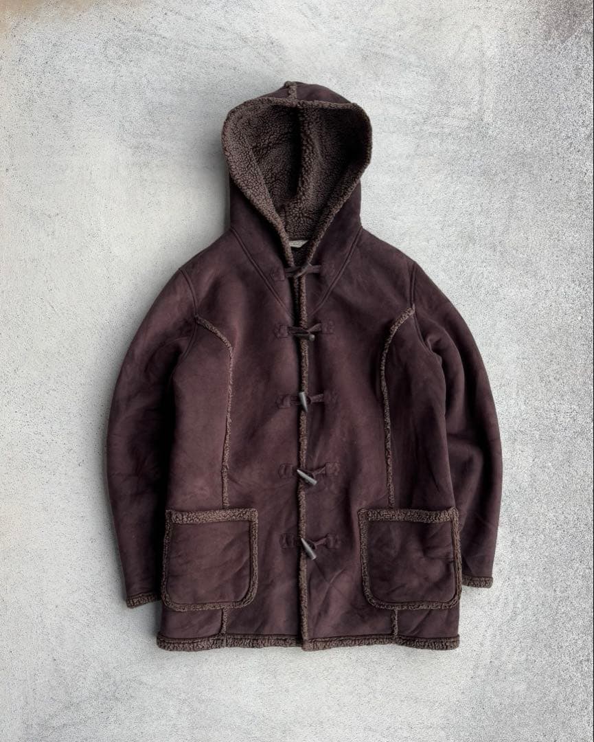 00s エルエルビーン 古着 ムートンダッフルコート 裏ボア XL ブラウン