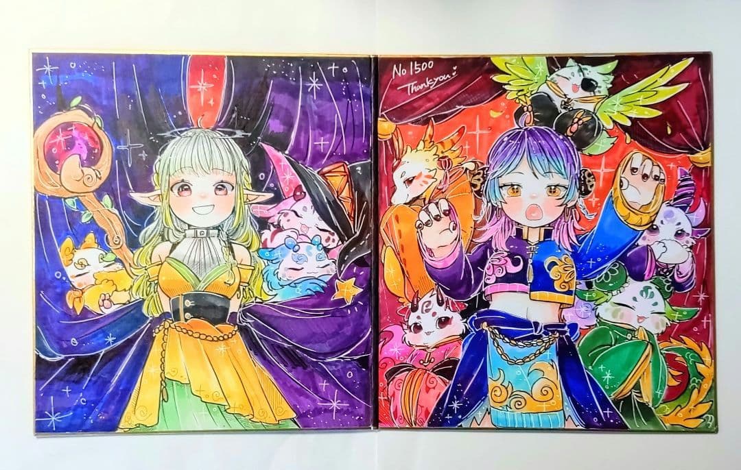 に*め様 手描きイラスト色紙 No.1500