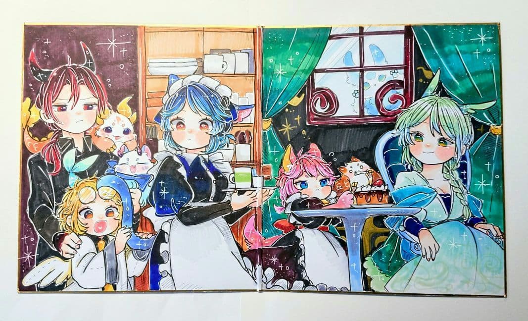 に*め様 手描きイラスト色紙 No.1500