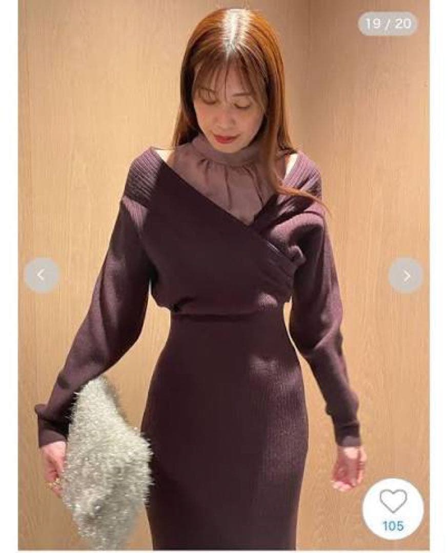 SNIDELスナイデル シアーレイヤードカシュクールワンピース