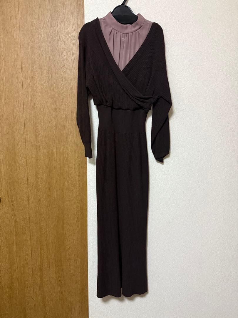 SNIDELスナイデル シアーレイヤードカシュクールワンピース