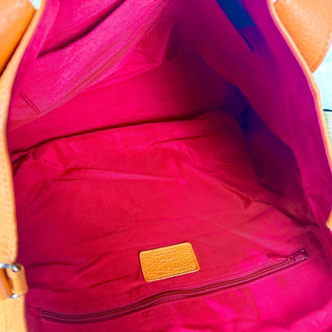 【げんだが】濱野皮革工藝 ハマノ トートバッグ リゼ シボ革 オレンジ